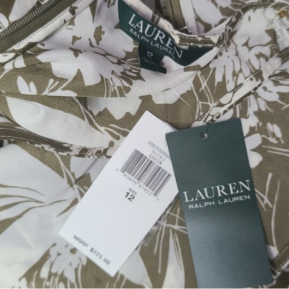 Lauren Ralph Lauren Olive Print Sleeveless Cinched Sz. 12 Jumpsuit NWT - Picture 9 of 16
